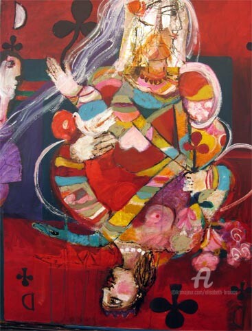 Картина под названием "femme de trefle" - Elisabeth Brainos, Подлинное произведение искусства, Акрил