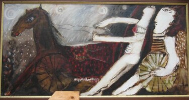 Painting titled "voyage de nuit" by Elisabeth Brainos, Original Artwork, Acrylic