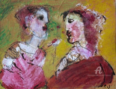 Painting titled "les retrouvailles" by Elisabeth Brainos, Original Artwork, Acrylic