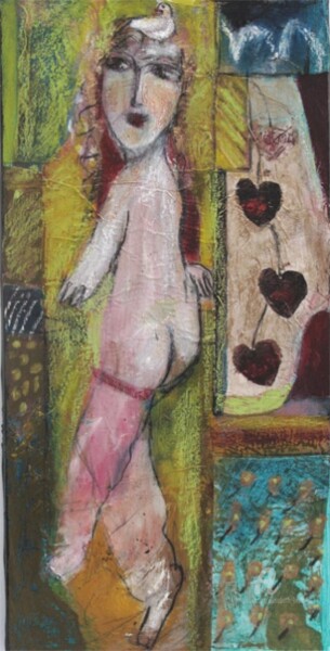 Peinture intitulée "les trois coeurs" par Elisabeth Brainos, Œuvre d'art originale, Acrylique