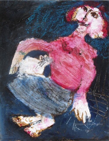 Painting titled "petite sorciere au…" by Elisabeth Brainos, Original Artwork, Acrylic