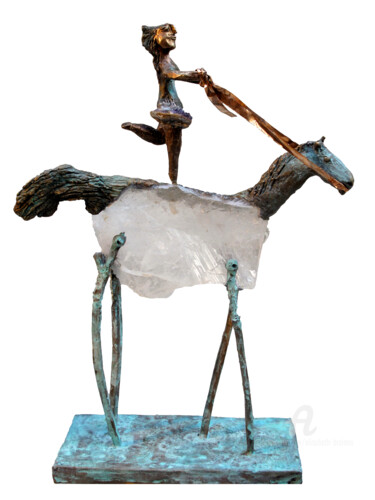 Sculpture intitulée "Equilibriste à chev…" par Elisabeth Brainos, Œuvre d'art originale, Bronze