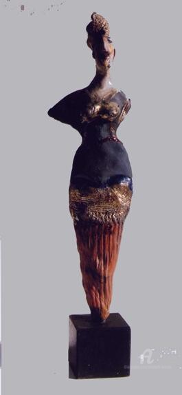 Скульптура под названием "raku n° 2" - Elisabeth Brainos, Подлинное произведение искусства, Терракота