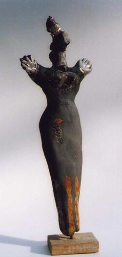 Скульптура под названием "raku n°3" - Elisabeth Brainos, Подлинное произведение искусства, Терракота