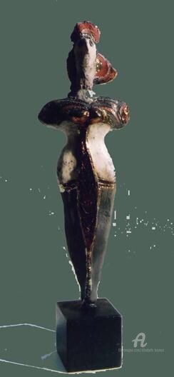 Скульптура под названием "raku n°4" - Elisabeth Brainos, Подлинное произведение искусства, Терракота