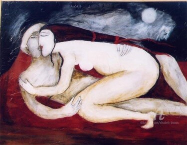 Peinture intitulée "les amants" par Elisabeth Brainos, Œuvre d'art originale