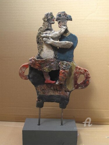 Sculpture titled "couple6-side1" by Elisabeth Brainos, Original Artwork, Ceramics