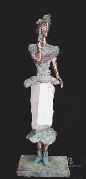 Sculpture intitulée "La belle au diadème" par Elisabeth Brainos, Œuvre d'art originale, Bronze
