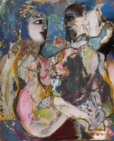 Artes digitais intitulada "couple aux colombes" por Elisabeth Brainos, Obras de arte originais
