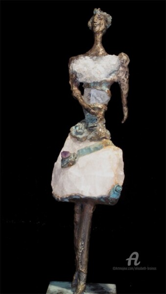 Sculpture intitulée "La fleur à la jupe" par Elisabeth Brainos, Œuvre d'art originale, Bronze