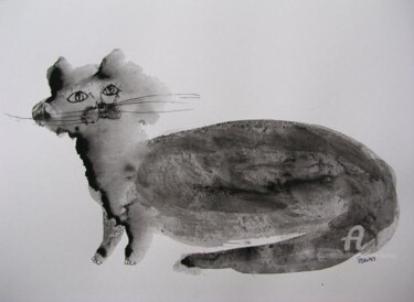 Malerei mit dem Titel "chat de chine" von Elisabeth Brainos, Original-Kunstwerk