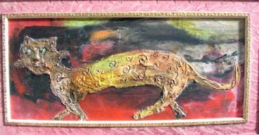 Painting titled "chat moyennegeux" by Elisabeth Brainos, Original Artwork