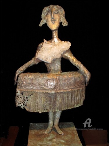 Sculpture intitulée "La menine" par Elisabeth Brainos, Œuvre d'art originale, Bronze