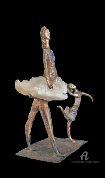 Sculpture titled "Mère et enfant" by Elisabeth Brainos, Original Artwork, Bronze