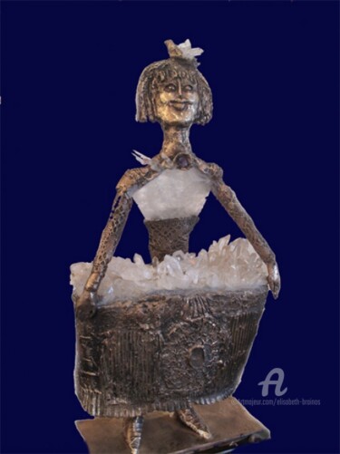 Sculpture intitulée "La menine et l'oise…" par Elisabeth Brainos, Œuvre d'art originale, Bronze