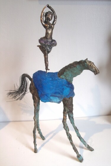 Sculpture intitulée "Ecuyère sur son che…" par Elisabeth Brainos, Œuvre d'art originale, Bronze