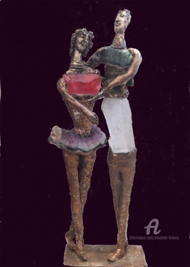 Sculpture intitulée "Couple de danseurs" par Elisabeth Brainos, Œuvre d'art originale, Bronze
