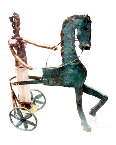 Sculpture intitulée "La conductrice de c…" par Elisabeth Brainos, Œuvre d'art originale, Bronze