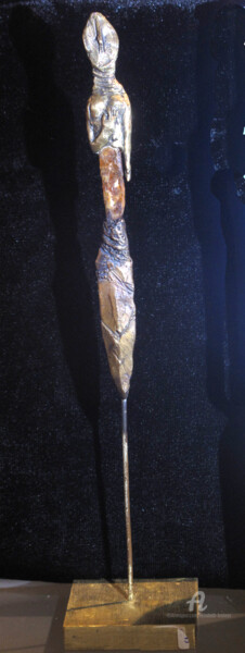 Sculpture intitulée "Idole cyanite" par Elisabeth Brainos, Œuvre d'art originale, Bronze