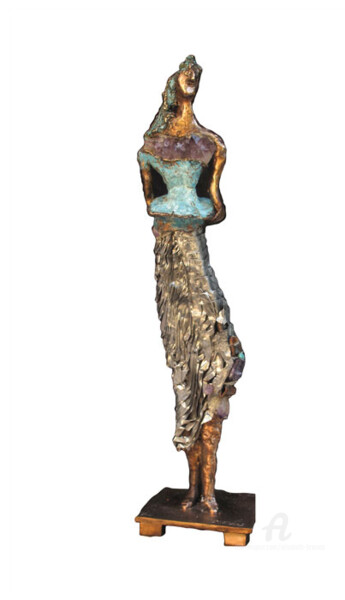 Sculpture intitulée "La promeneuse" par Elisabeth Brainos, Œuvre d'art originale, Bronze