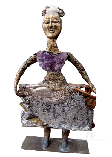 Sculpture titled "Ménine à la robe al…" by Elisabeth Brainos, Original Artwork, Bronze