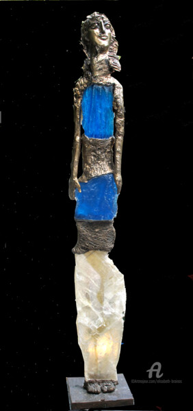 Sculpture intitulée "Déesse bleu" par Elisabeth Brainos, Œuvre d'art originale, Bronze