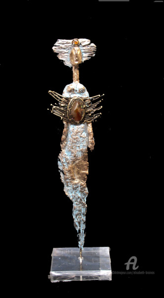 Sculpture intitulée "Idole cornaline" par Elisabeth Brainos, Œuvre d'art originale, Bronze