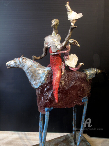 Escultura titulada "Le cavalier, sa bel…" por Elisabeth Brainos, Obra de arte original, Bronce