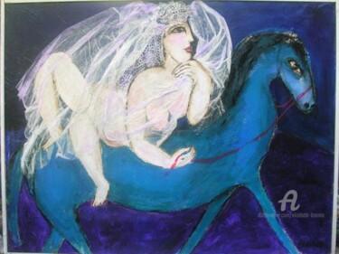 Pittura intitolato "la mariee au cheval…" da Elisabeth Brainos, Opera d'arte originale