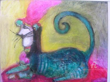 Pintura titulada "chat sphynx" por Elisabeth Brainos, Obra de arte original