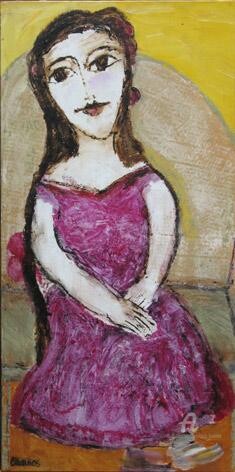 Peinture intitulée "jeune fille dans un…" par Elisabeth Brainos, Œuvre d'art originale, Acrylique