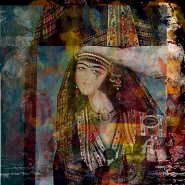Arte digitale intitolato "jeune fille au voil…" da Elisabeth Brainos, Opera d'arte originale, Fotomontaggio