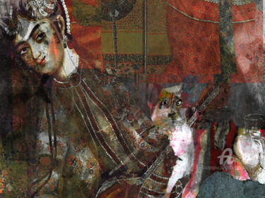 Arte digital titulada "femme-allonge-e-et-…" por Elisabeth Brainos, Obra de arte original, Foto-montaje