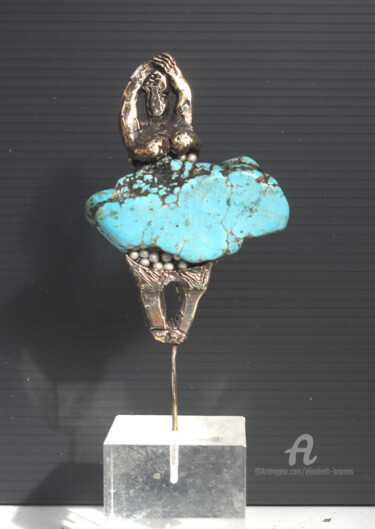 Sculpture titled "Celle à la jupe tur…" by Elisabeth Brainos, Original Artwork, Metals