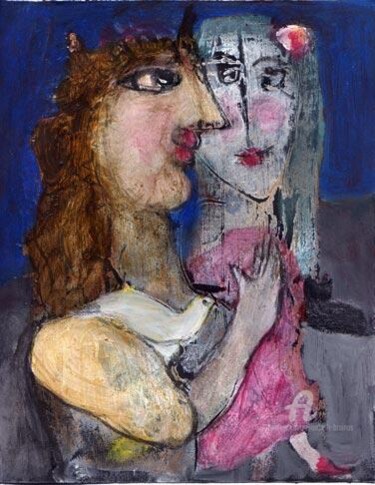 Peinture intitulée "la mere et la fille…" par Elisabeth Brainos, Œuvre d'art originale