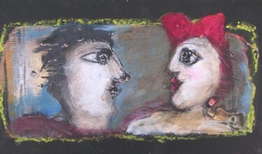 Painting titled "couple 1" by Elisabeth Brainos, Original Artwork, Oil