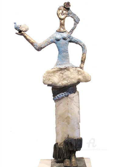 Скульптура под названием "Jeune fille à l'ois…" - Elisabeth Brainos, Подлинное произведение искусства, Бронза