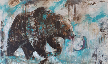 Painting titled "Braunbär" by Elisabeth Burmester, Original Artwork, Acrylic