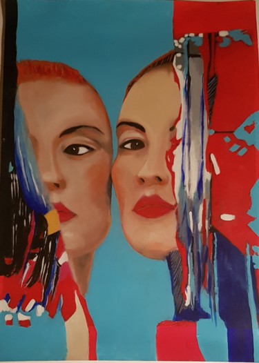 Peinture intitulée "Double" par Elisabeth Carli, Œuvre d'art originale, Huile