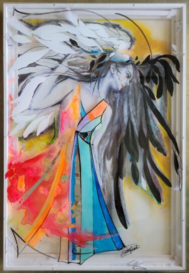 Peinture intitulée "Des ailes pour voler" par Elisabeth Constantin, Œuvre d'art originale, Acrylique