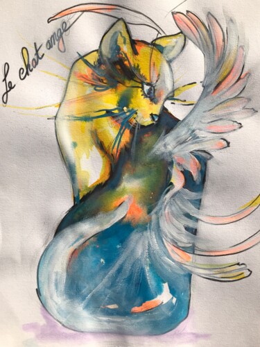 제목이 "Le chat ange"인 미술작품 Elisabeth Constantin로, 원작, 아크릴