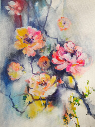 Peinture intitulée "Le printemps s'éveil" par Elisabeth Constantin, Œuvre d'art originale, Acrylique