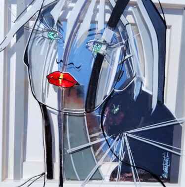 Картина под названием "Les lèvre rouge et…" - Elisabeth Constantin, Подлинное произведение искусства, Акрил Установлен на ar…