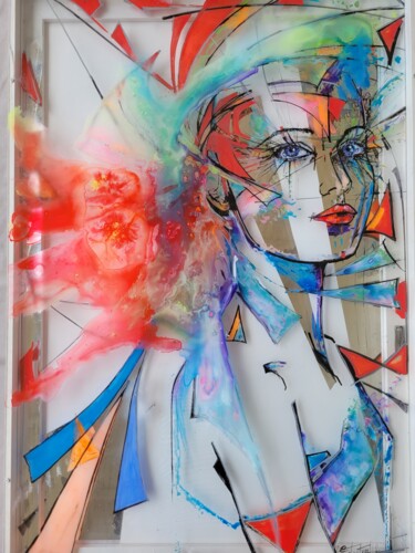 Painting titled "Cristal" by Elisabeth Constantin, Original Artwork, Acrylic Mounted on Wood Stretcher frame