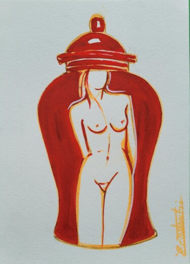 Malerei mit dem Titel "Le rêve rouge est à…" von Elisabeth Constantin, Original-Kunstwerk, Acryl