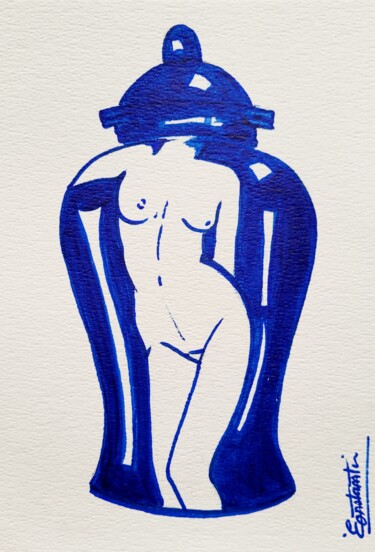 Painting titled "Le rêve indigo est…" by Elisabeth Constantin, Original Artwork, Acrylic