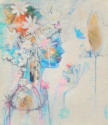 绘画 标题为“Fleurs de maquillage” 由Elisabeth Constantin, 原创艺术品, 丙烯