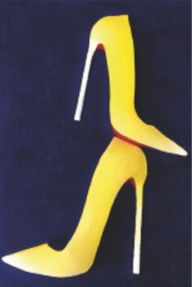 Schilderij getiteld "Yellow shoes" door Elisabeth D'Equainville, Origineel Kunstwerk, Digitaal Schilderwerk