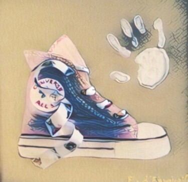 Painting titled "Blue Converse" by Elisabeth D'Equainville, Original Artwork, Digital Painting