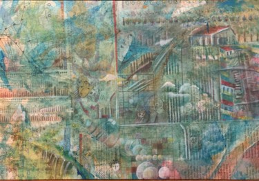 Painting titled "Souvenirs de vacanc…" by Elisabeth Durandin, Original Artwork, Acrylic Mounted on Wood Panel